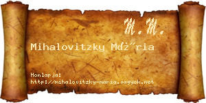 Mihalovitzky Mária névjegykártya